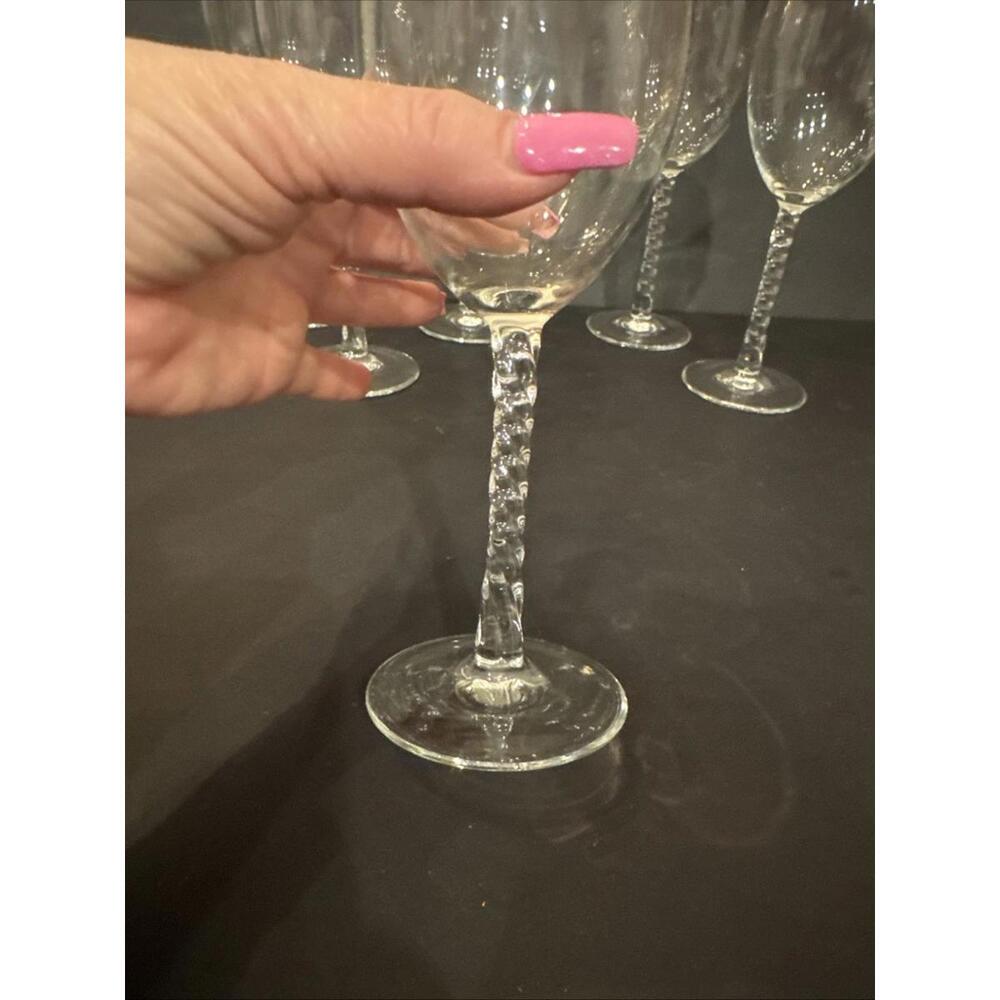 Set of 6 NEW Cristal D’Arques-Durand Angelique Clear Wine Glasses Twisted Stem - Picture 4 of 6